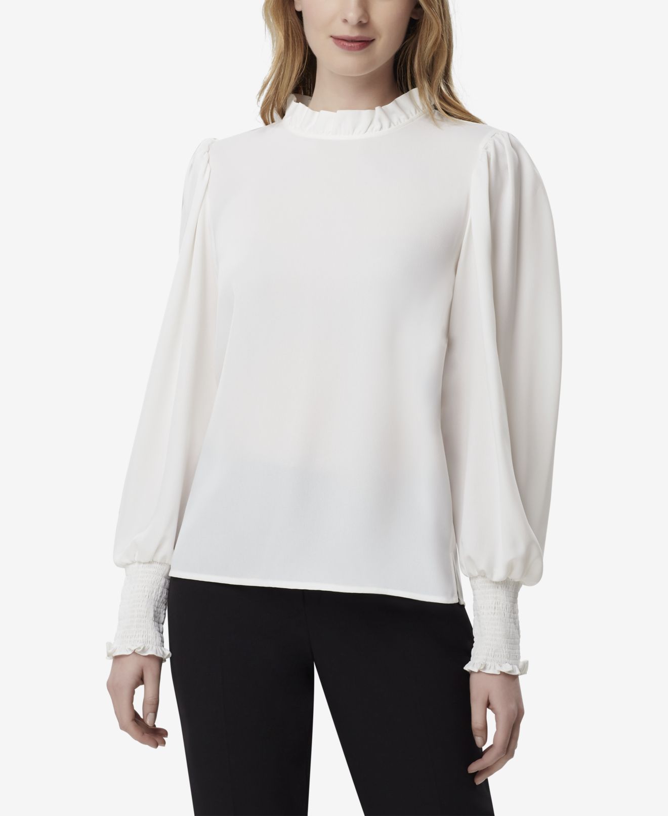ruffle neck long sleeve top