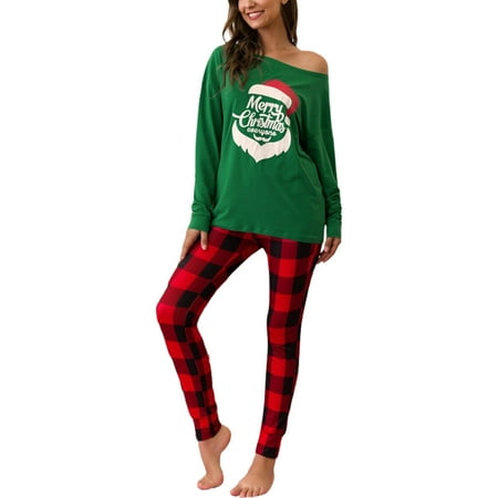 

Women s Christmas Pajamas Set Matching Long Sleeve Top and Plaid Print Holiday Sleepwear Suit Lounge Nightgown