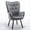 Gray, variant on Mid-Century Modern Wingback Accent Chair, Button-Tufted Polyester Fabric Armchair with Solid Wood Splayed Legs for Living Room Bedroom Home Office