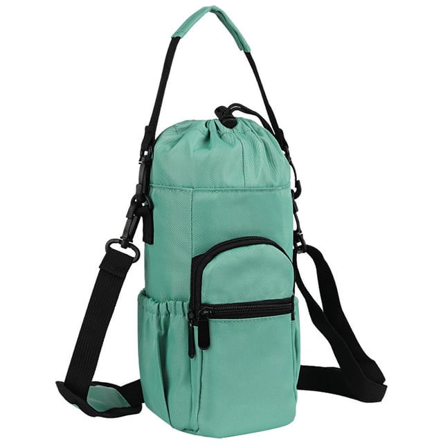 FloreceBien - Funda tipo bandolera para botella de agua, con aislamiento, para caminar, con correa y bolsillos