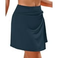 thumbnail image 3 of Attraco Womens High Waisted Swim Bottoms Swim Skirt Twisted Waist Pleated Skorts Tummy Control Tankini Bikini Bottoms with Liner, 3 of 7
