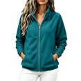 thumbnail image 2 of happyYEE Women's Zip up Sweatshirt Jackets Long Sleeve Fleece Loose Coat Fall Fashion Stand Neck Outerwear with Zip Pockets, 2 of 9