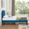 thumbnail image 3 of VECELO Upholstered Platform Bed with Height Adjustable Tufted Button Headboard/Mattress Foundation, Steel Frame, Strong Wood Slat Support, Twin, No Box Spring Needed,Blue, 3 of 7
