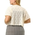 thumbnail image 3 of MODA NOVA Juniors Plus Size Lace Hollow Out Cropped Bolero Shrug Cardigan, 3 of 6