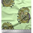 thumbnail image 1 of Soimoi Crepe Silk Fabric Peacock Block Printed Fabric 1 Yard 42 Inch Wide, 1 of 1
