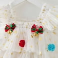 thumbnail image 5 of mgoYE Toddler Christmas Dress Xmas Tree Glitter Star Pompom Embroidery Tulle Tiered Twirl Holiday Dresses Cake Smash Photo(White,3-4 Years), 5 of 8