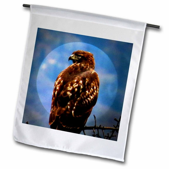 3dRose, Like a statue, this bird of prey silently searches the skies for prey, 12 x 18 inch Garden Flag
