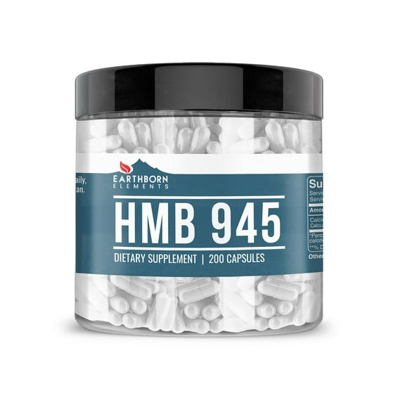 Earthborn Elements HMB Powder 200 Capsules, Pure & Undiluted, No Additives