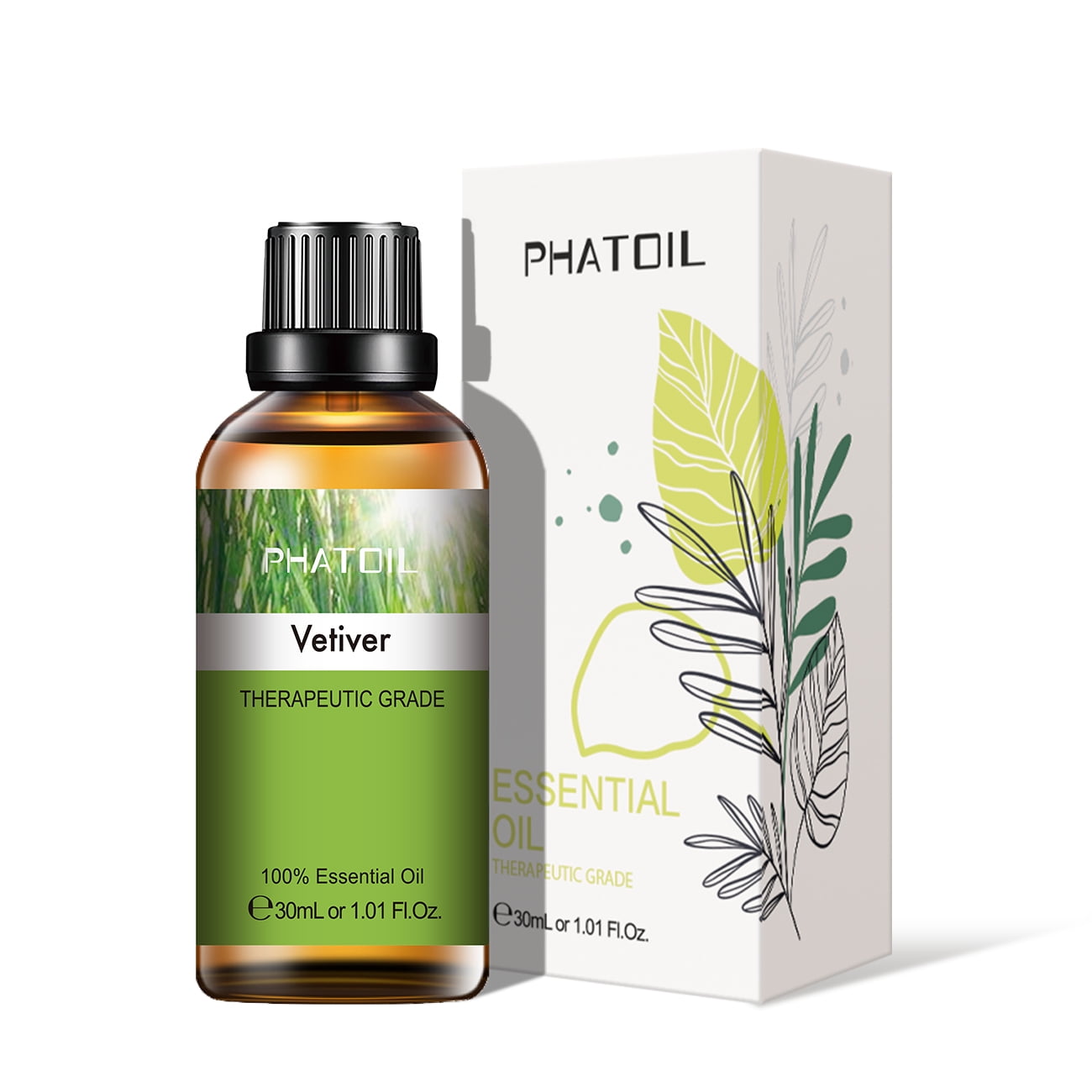 PHATOIL Vetiver Essential Oils for Diffusers Humidifier 100% Pure Natural Aromatherapy Massage Bath Sleep Relaxation 30ml/1.01 fl.Oz