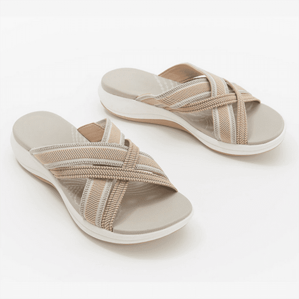 Stretch Cross Orthotic Slide Sandals Lightweight Breathable Non