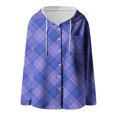 thumbnail image 3 of Gamivast Plaid Jackets for Women Trendy Hooded Button up Coat Lightweight Long Sleeve Casual Shacket Jacket Holiday Travel Outerwear with Chest Pocket, 3 of 6