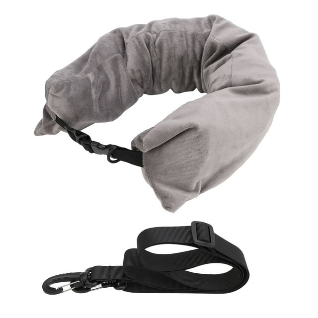 Grey Stuffable Travel Pillow - Customizable U-Shaped Neck Support for Flights, Camping & Hiking, Eco-Friendly Fillable Design with Easy Cleaning, Portable Compact Pillow Doubles as Clothes/Luggage
