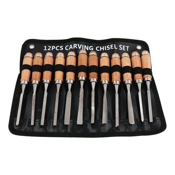 Yeacher 12PCS Wood Chisel Sets with Cases Professional Wood Carving Chisel Carpenter Carving Firmer Gouge Wood Chisel Woodworking Tool Soft Grip Handles Steel-end Hand Tool