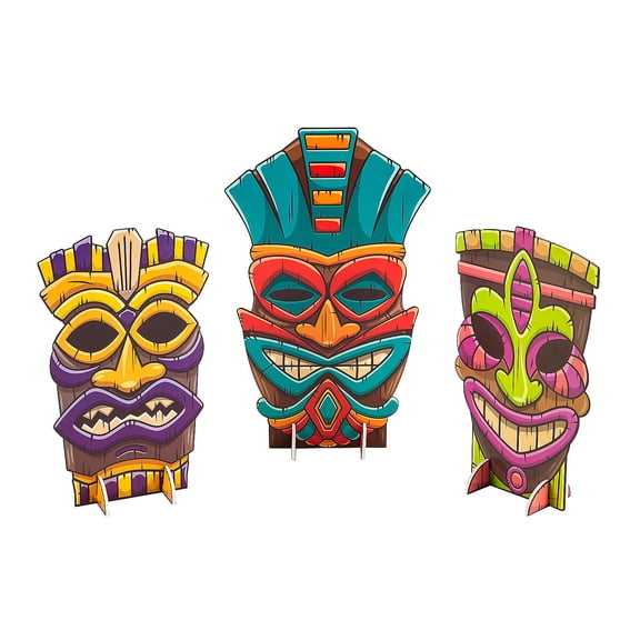 Tiki Party Centerpieces, Party Decor, Luau, 3 Pieces