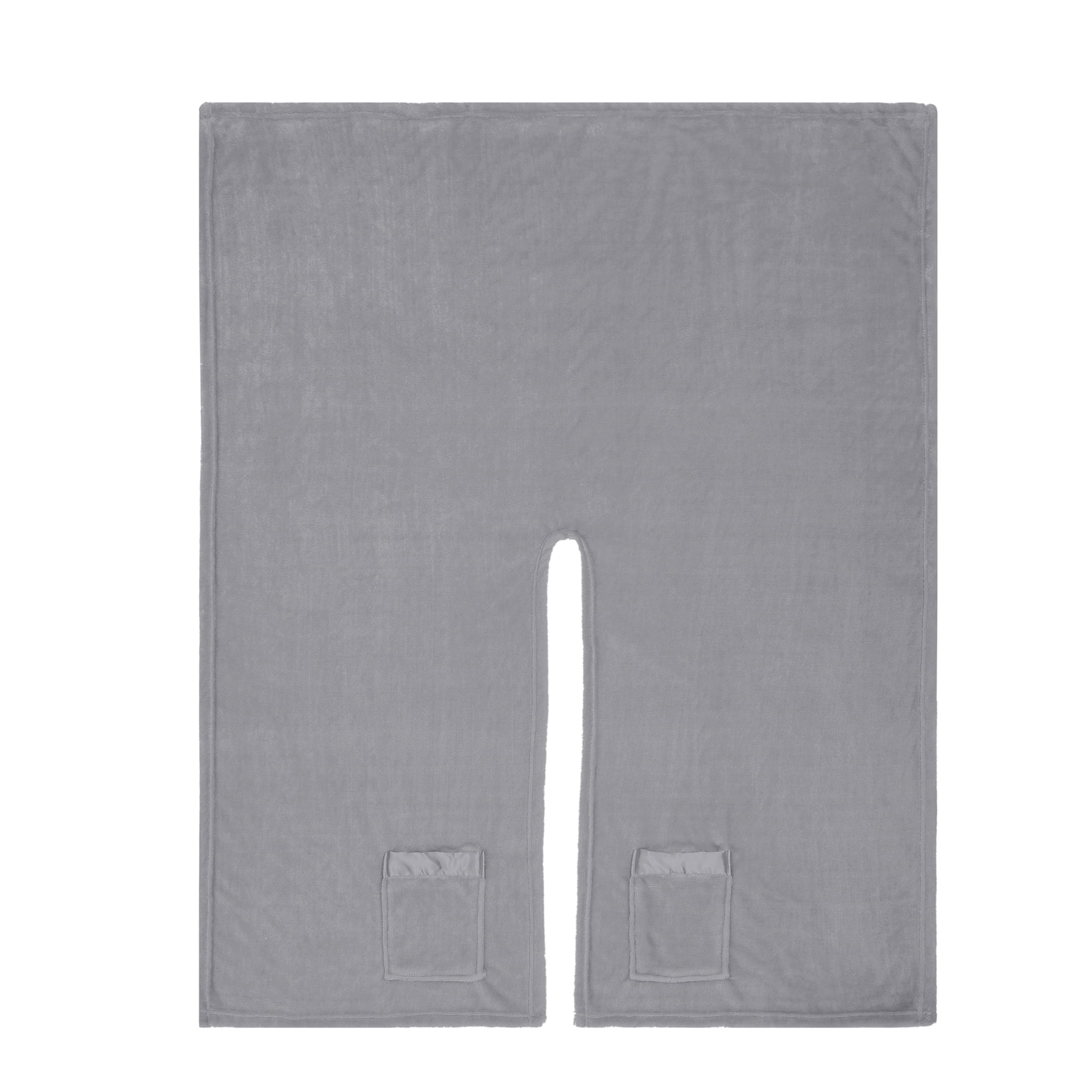 Giftable and Wearable Angel Wrap Plush Throw Blanket with Pockets, Gray