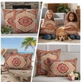 thumbnail image 5 of 2 Pack Outdoor Waterproof Throw Pillow Covers,Abstract Bohemian Floral Decorative Square Pillow Case Patio Pillowcases for Chair Couch Sofa 16x16in, 5 of 9