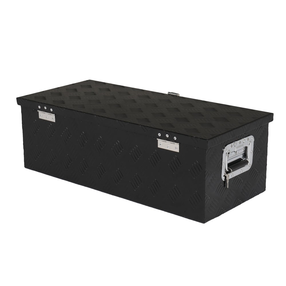 30" Heavy-Duty Aluminum Tool Box with Lock | Secure Storage Chest for Trucks, RVs, ATVs & Garage | Durable Black Powder Coated Finish