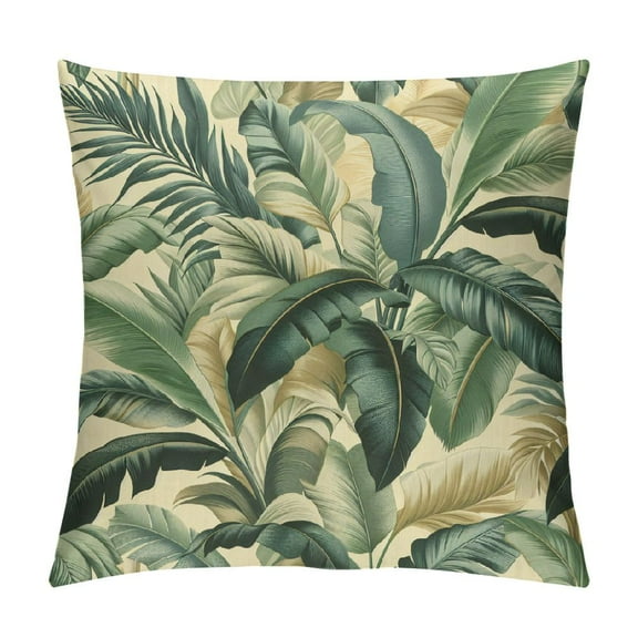 JRXY Tropical Palm Leaves Throw Pillow Case Cushion Covers Banana Jungle Leaf Floral Pattern for Couch Bed Sofa Car Waist White