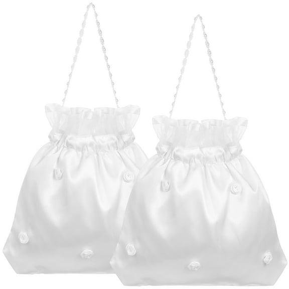 Eease 1pc Satin Bride Handbag Wedding Gift Bags Drawstring Party Favor Bags Bridesmaid Handbag Wedding Candy Bags