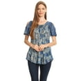 thumbnail image 5 of Sakkas Aziza Womens Cold Shoulder Tie-dye Blouse Top with Corset and Embroidery - Light Blue - One Size, 5 of 5