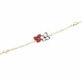 thumbnail image 2 of 18K Solid Yellow Gold Pink & White Enamel Flowers and Pearls Bracelet, 2 of 3