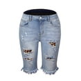 thumbnail image 4 of Bwdbhd Jean Shorts Womens High Waisted Jean Shorts for Women High Waisted Trendy Casual Stretchy Denim Long Shorts Ripped Shorts C,M, 4 of 4