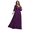 Purple, variant on AURA Women Plus Size Evening Gown Deep V Neck Long Sleeve Elegant Party Dress 0XL 4XL