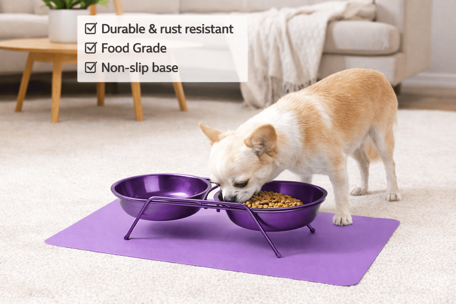 Farberware 4 Piece set - Double Elevated Bowl set with Silicone Feeding Mat 664 ML / 22 OZ