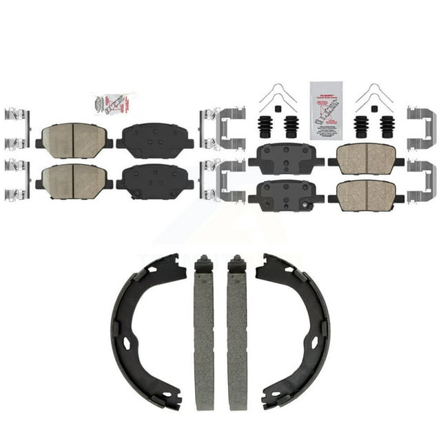 Transit Auto Front Rear Ceramic Disc Brake Pads and Parking Shoes Kit for Car Chevrolet Camaro Without Brembo Calipers KNN-101565