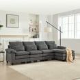 thumbnail image 6 of 118'' Modern 4-Seater Sectional Sofa, Living Room L-Shaped Corduroy Upholstered Sofa, Comfortable Cloud Couch, with Ottoman, 6 of 8
