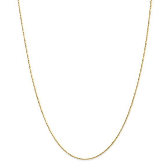 Real 14kt Yellow Gold 1mm Round Parisian Wheat Chain; 16 inch; Lobster Clasp