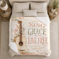 thumbnail image 5 of Sing Grace Live Free Inspirational Guitar Botanical Peonies, Cozy Typography Art Scene, Warm Flannel Blanket for Living Room and Reading Nook, Art Lovers Encouragement Gift, Artistic Home Decor, 5 of 9
