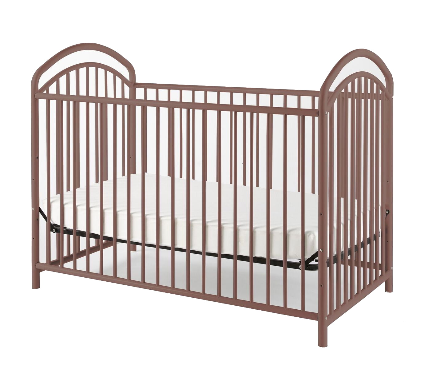 Metal 3 in 1 Full Size Twin Arched Crib with Grid Details, Dark Brown