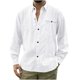 thumbnail image 1 of Camisa de manga larga de lino de algodón delgada de color sólido casual de moda para hombres Blusa de cárdigan Fridja  po4529, 1 of 4