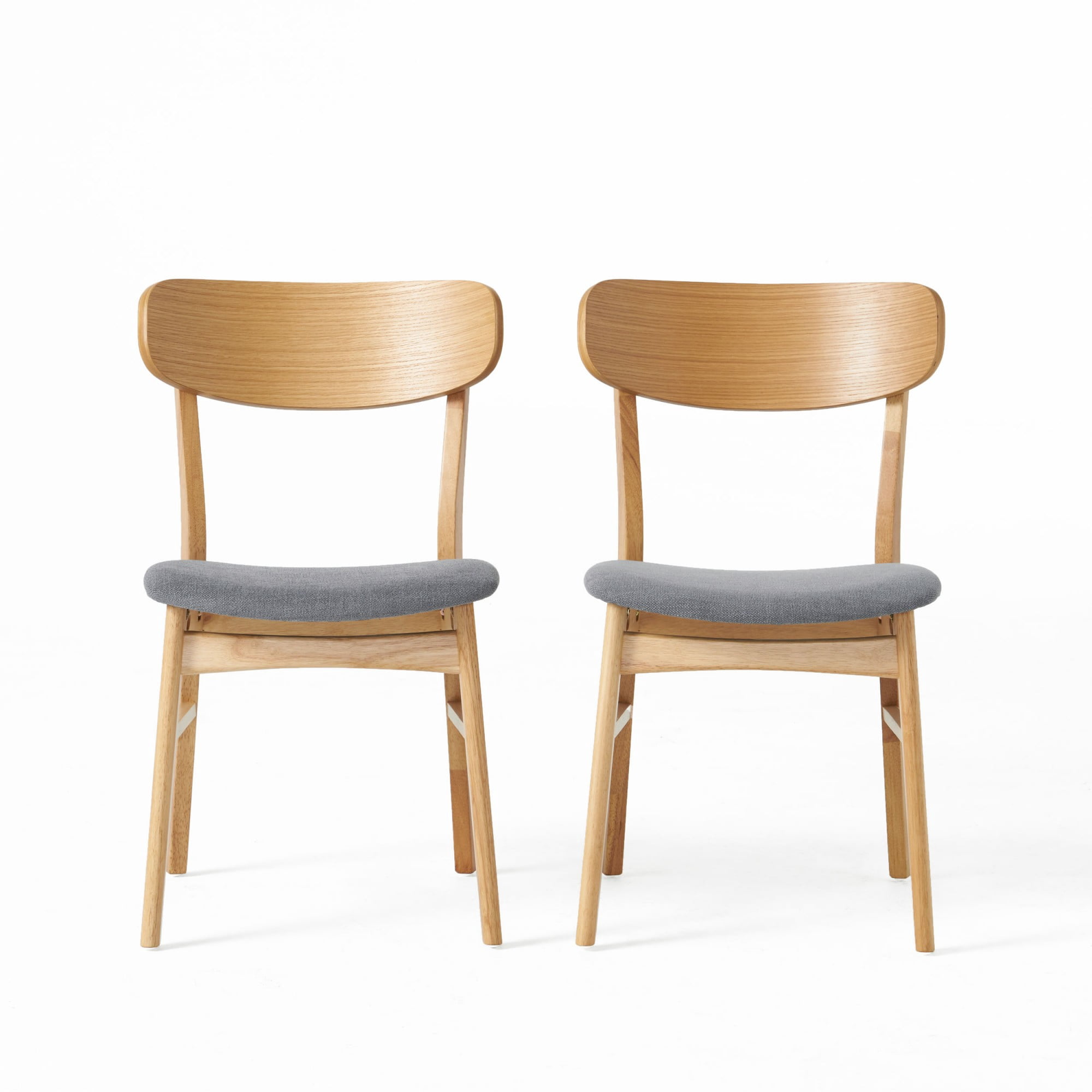 Aukfa Mid-Century Modern Dining Chairs Set of 2, Solid Rubberwood Side Chairs for Kitchen, Dining Room, Gary