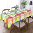 thumbnail image 3 of Plaid Grey Rectangular Tablecloth 60"x86" with Lace Edge, Washable Durable Table Cover for Dining, Indoor Outdoor Home Restaurant Decor, 3 of 5