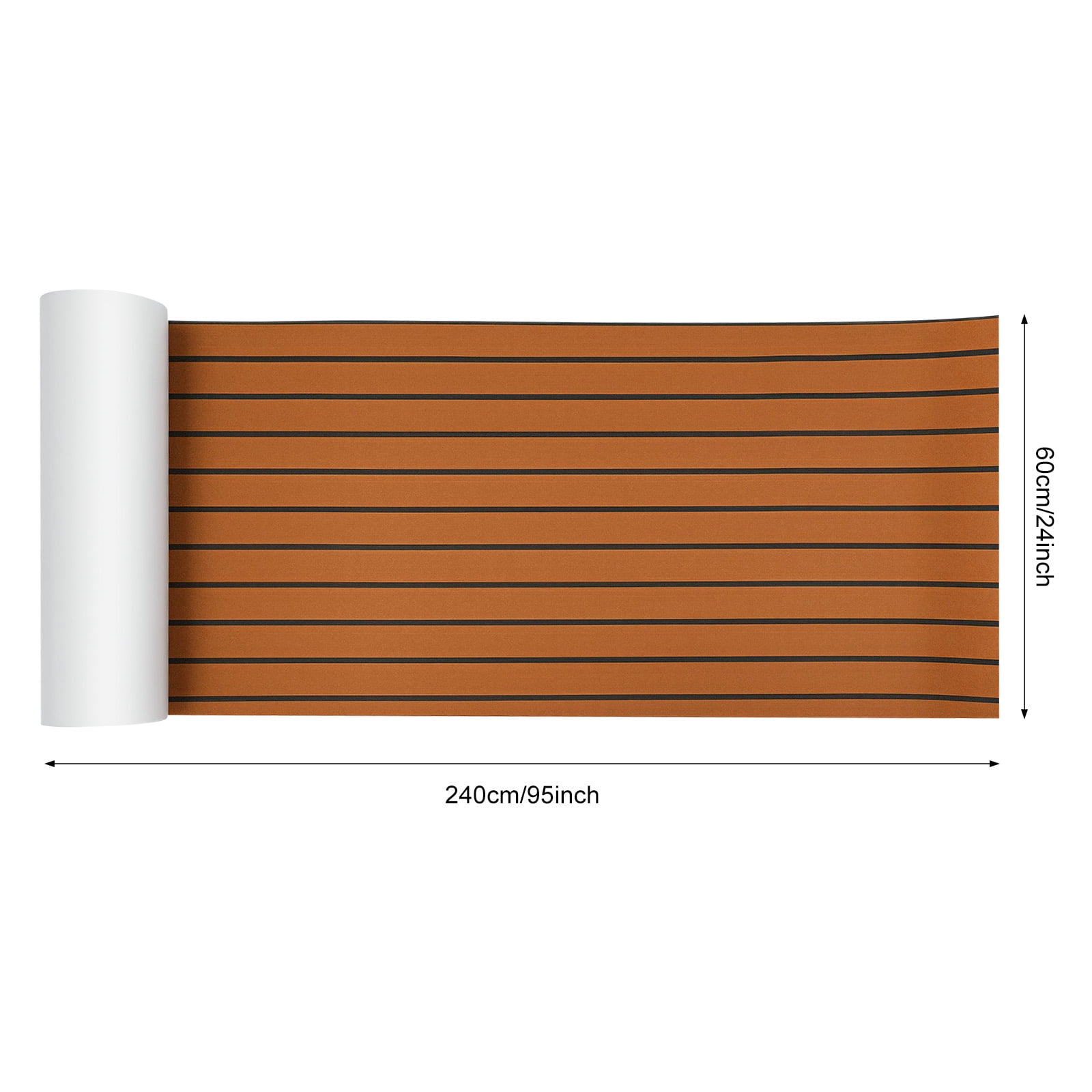 Boat Flooring EVA Foam Decking Sheet Faux Teak Marine Mat Marine Carpet Cooler Tops Seating Non-Slip Self-Adhesive Flooring Material for Motorboat RV Yacht Kayak Swimming Pool 95" x 24"