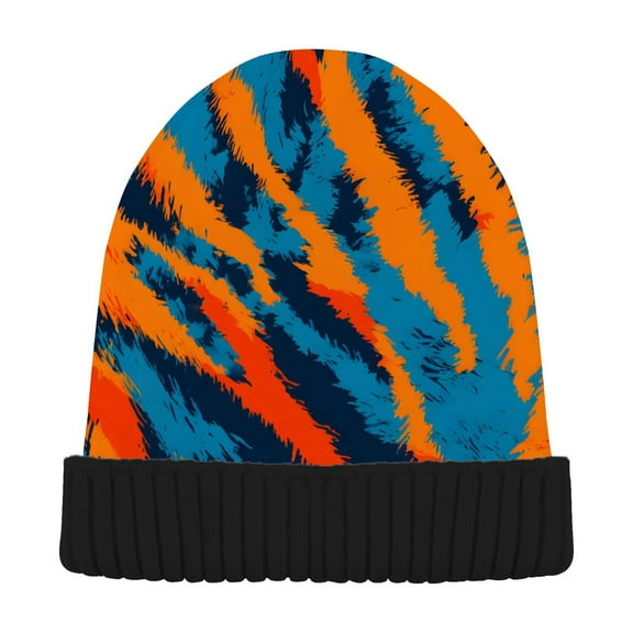 joogoo Orange Tiger Stripes Beanie Hats Cuffed Winter Warm Knit Thick Beanies