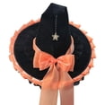 thumbnail image 2 of Dongrere Witch Hat, Lace Brim Wizard Hat for Women Halloween Party Costume Accessory, Orange, 2 of 6