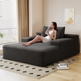 thumbnail image 4 of BISHE Oversized Upholstered Sofa Bed with 3 Pillows, 68" Corduroy Chaise Lounge Sleeper Couch, Fully Compressed Foam Loveseat for Apartment, Living Room, Bedroom, Dark Grey, 4 of 8