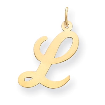 14k Yellow Gold Large Script Initial L Charm Pendant