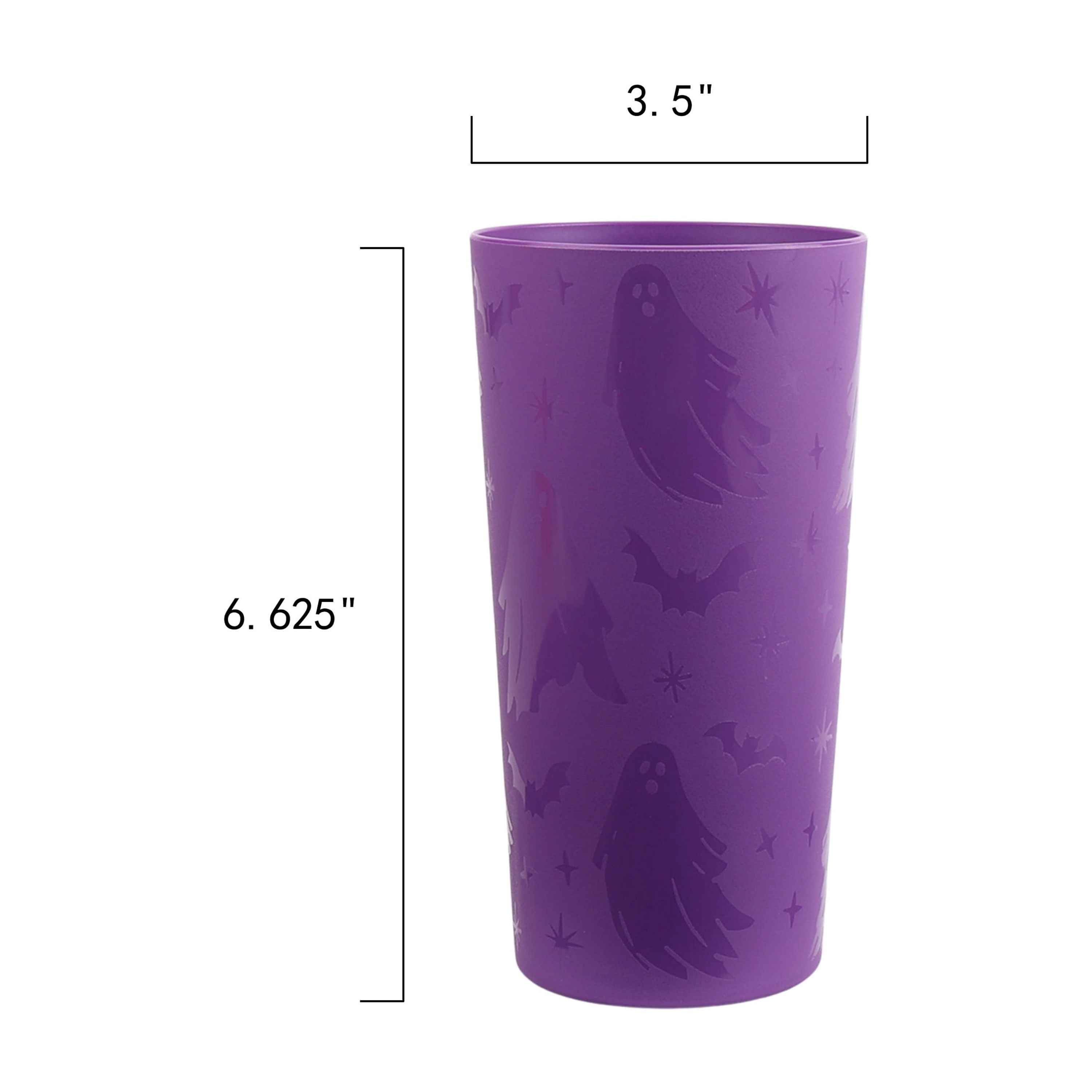 Mainstays 26 Ounce Round Plastic Etched Ghost Tumbler, Purple