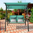 thumbnail image 3 of Gymax Balançoire de Porche pour 2 Personnes pour Patio Extérieur avec Auvent Réglable Turquoise, 3 of 10