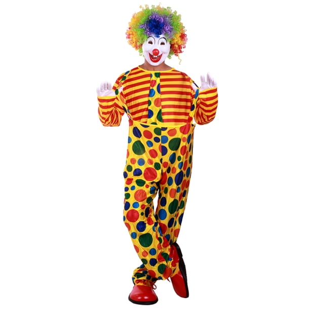 Disfraz de payaso divertido para Navidad, para mujer o hombre adulto, para fiesta de cosplay, traje de payaso (traje de payaso de lunares para adulto, talla única, con ropa y pantalones, sin gorra).