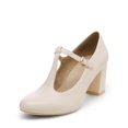 thumbnail image 1 of Zapatos DREAM PAIRS DPU211 Tacones Bajos Anchos con Tira en T Nude, 1 of 6