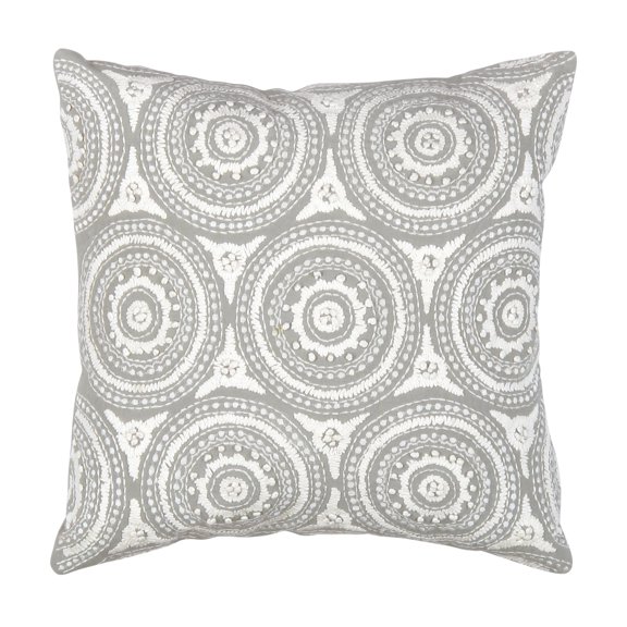 Pasargad Home Naples Embroidered Pillow, Grey/Ivory (All Ages, 1 Pack)