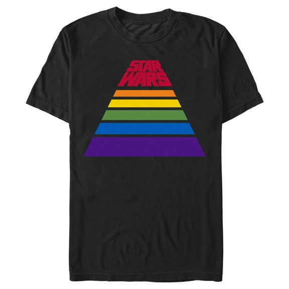 Men's Star Wars Pride Rainbow Stripe Pyramid Logo Graphic Tee Black 2X Large