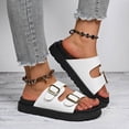 thumbnail image 4 of Barefoot Sandals for Women Chunky Cork Sandals with Adjustable Straps Comfortable Platform Sandals for Women Retro Slip on Shoes for Casual Vacation Outdoor Beach Wear (White,38), 4 of 6