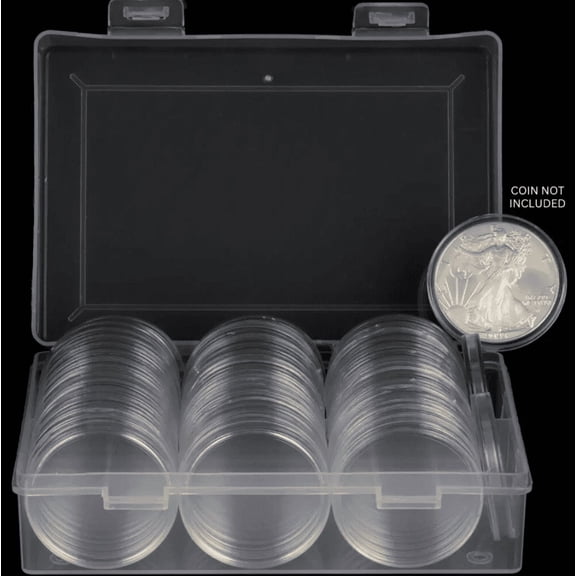 50PC Direct Fit Airtight 40.6mm American Silver Eagle 1Oz Coin Holders Capsules