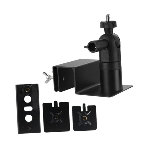 Soporte para cámara de seguridad, montaje en canaleta, ganchos para colgar, giratorio, ajustable, revestimiento Negro